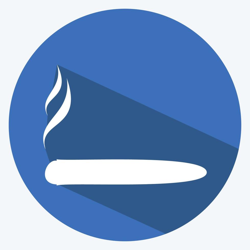 sigaarpictogram in trendy lange schaduwstijl geïsoleerd op zachte blauwe achtergrond vector