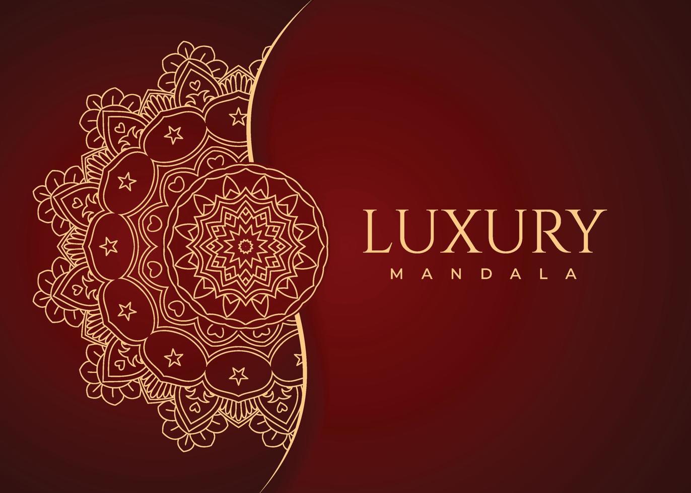 mandala sieraad op een rode achtergrond. gouden patroon. luxe gouden mandala cadeaukaart vector. luxueus mandalapatroon. rode achtergrond. luxe mandala-decoratie. vector