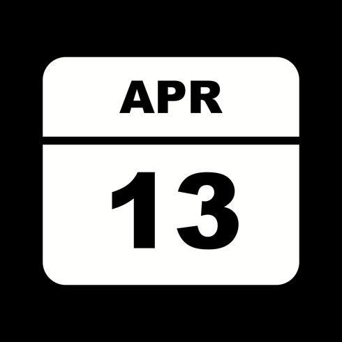 13 april Datum op een eendaagse kalender vector