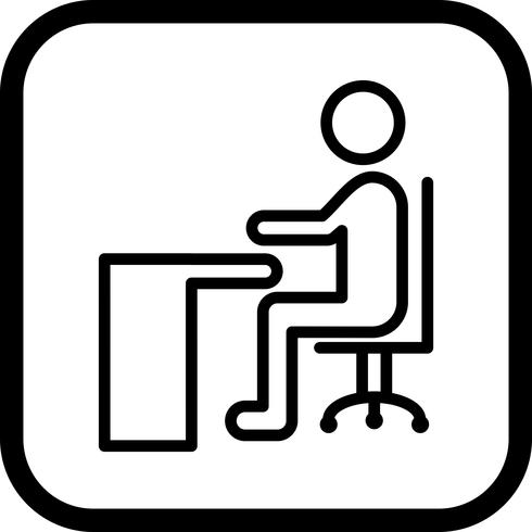 Zittend op bureau pictogram ontwerp vector