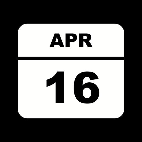 16 april Datum op een eendaagse kalender vector