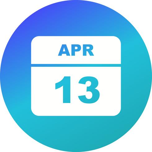 13 april Datum op een eendaagse kalender vector