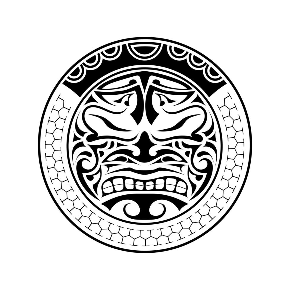 Polynesisch tattoo-ontwerpmasker. angstaanjagende maskers in het Polynesische inheemse ornament. geïsoleerde vectorillustratie vector