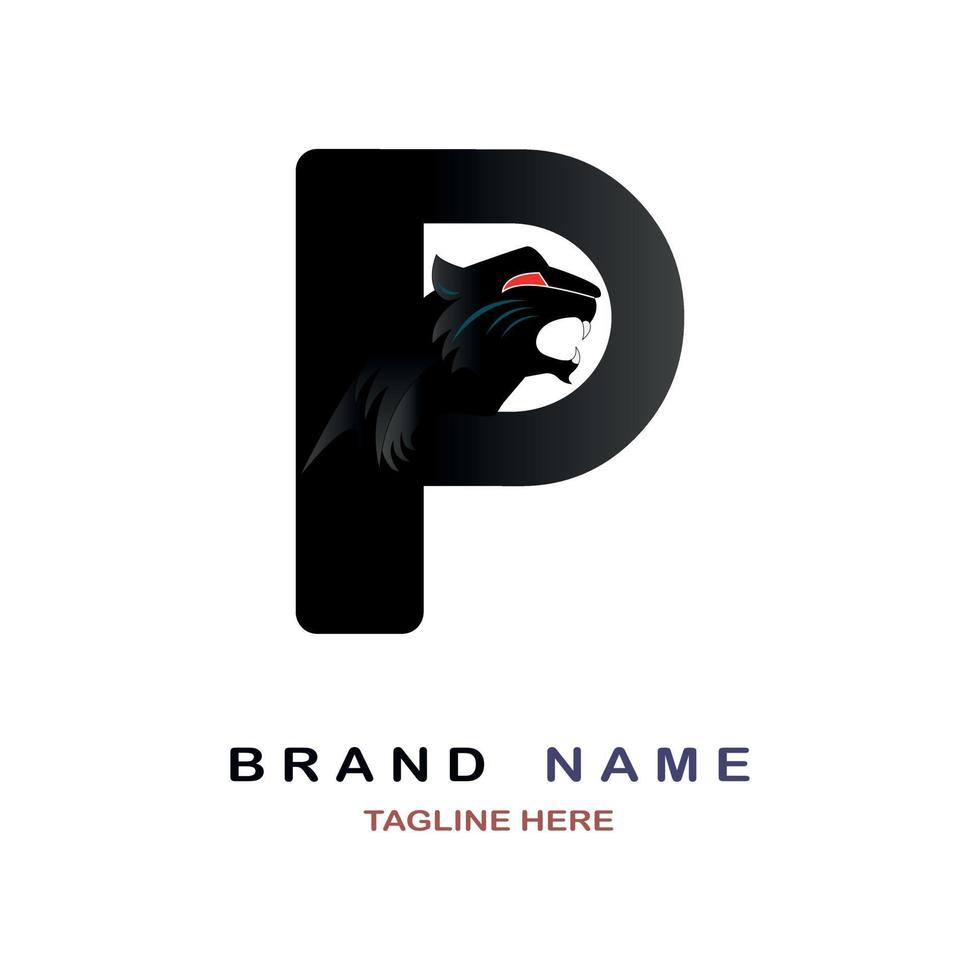 p logo zwarte panters ontwerp vector voor merk of bedrijf en andere