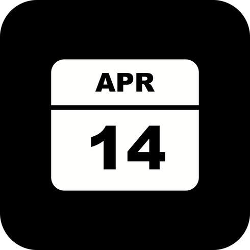 14 april Datum op een eendaagse kalender vector