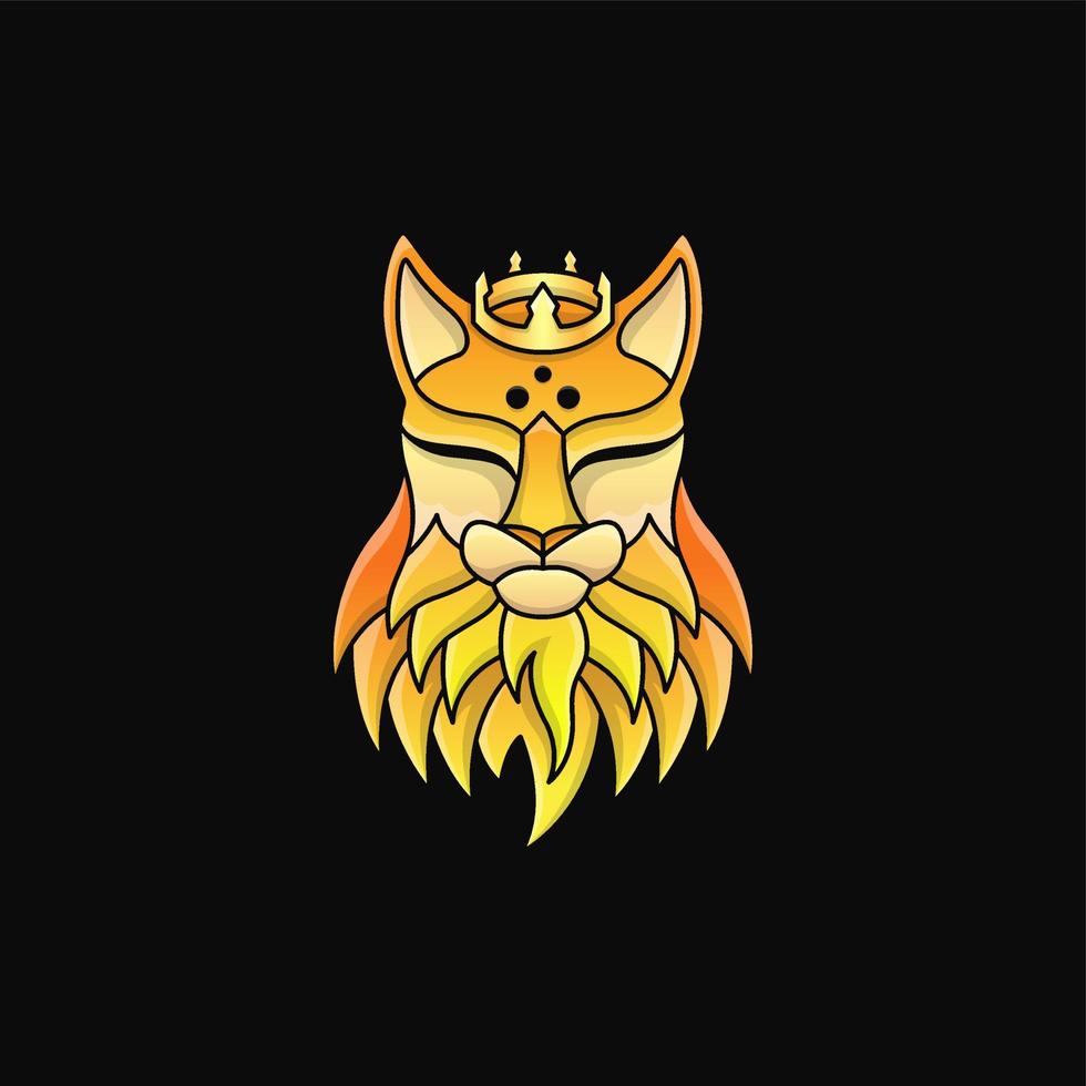 koning van katten logo, gele kat koning karakter illustratie vector