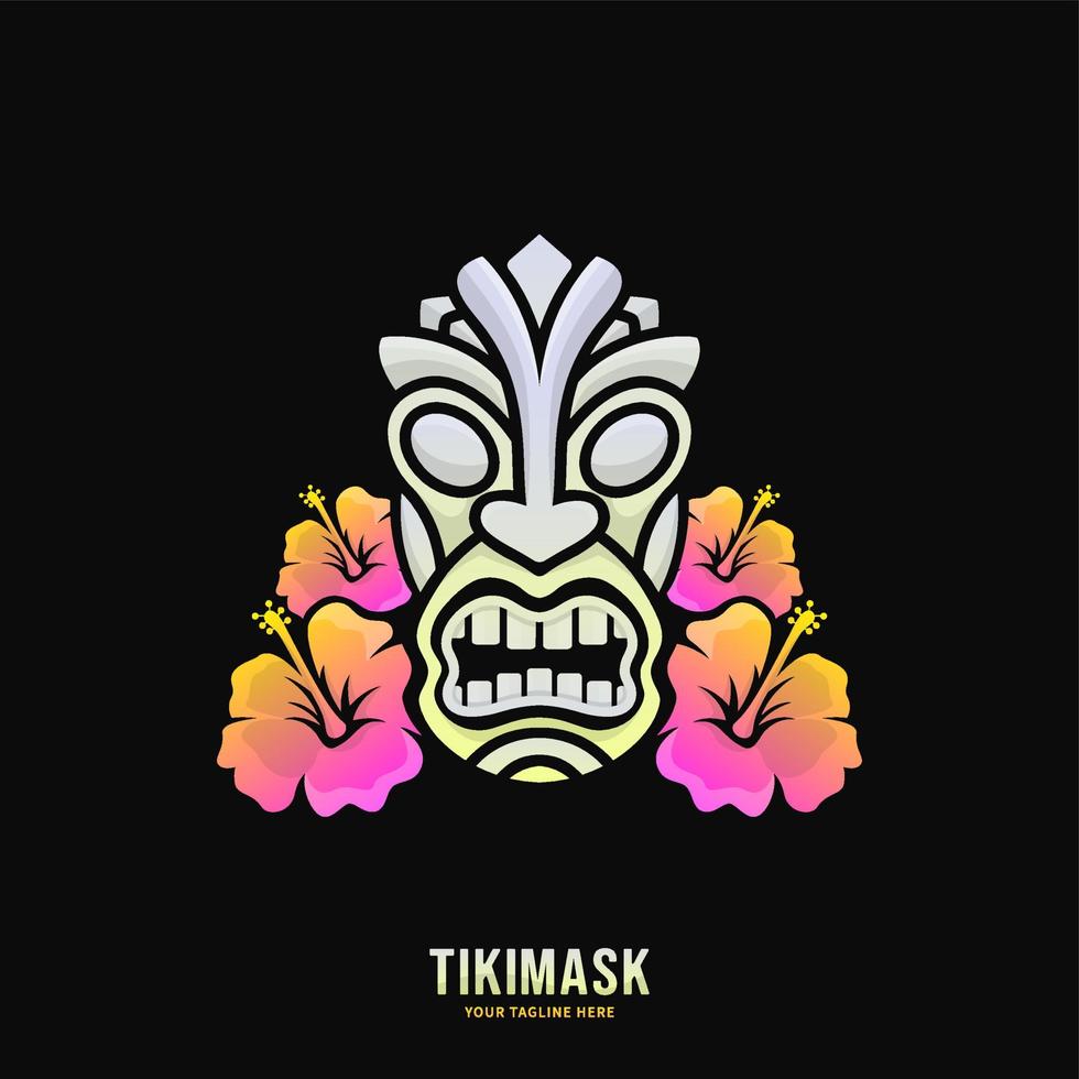 kleurrijke tiki masker logo ontwerp vectorillustratie vector