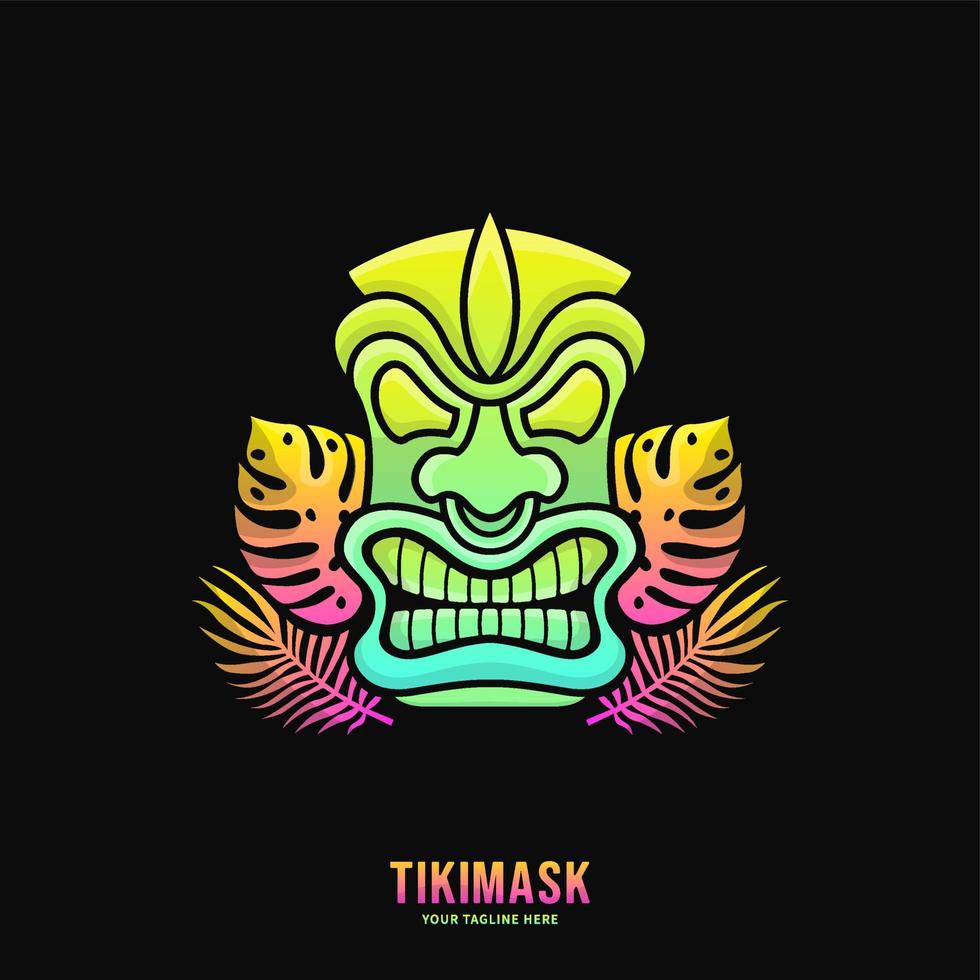 kleurrijke tiki masker logo ontwerp vectorillustratie vector