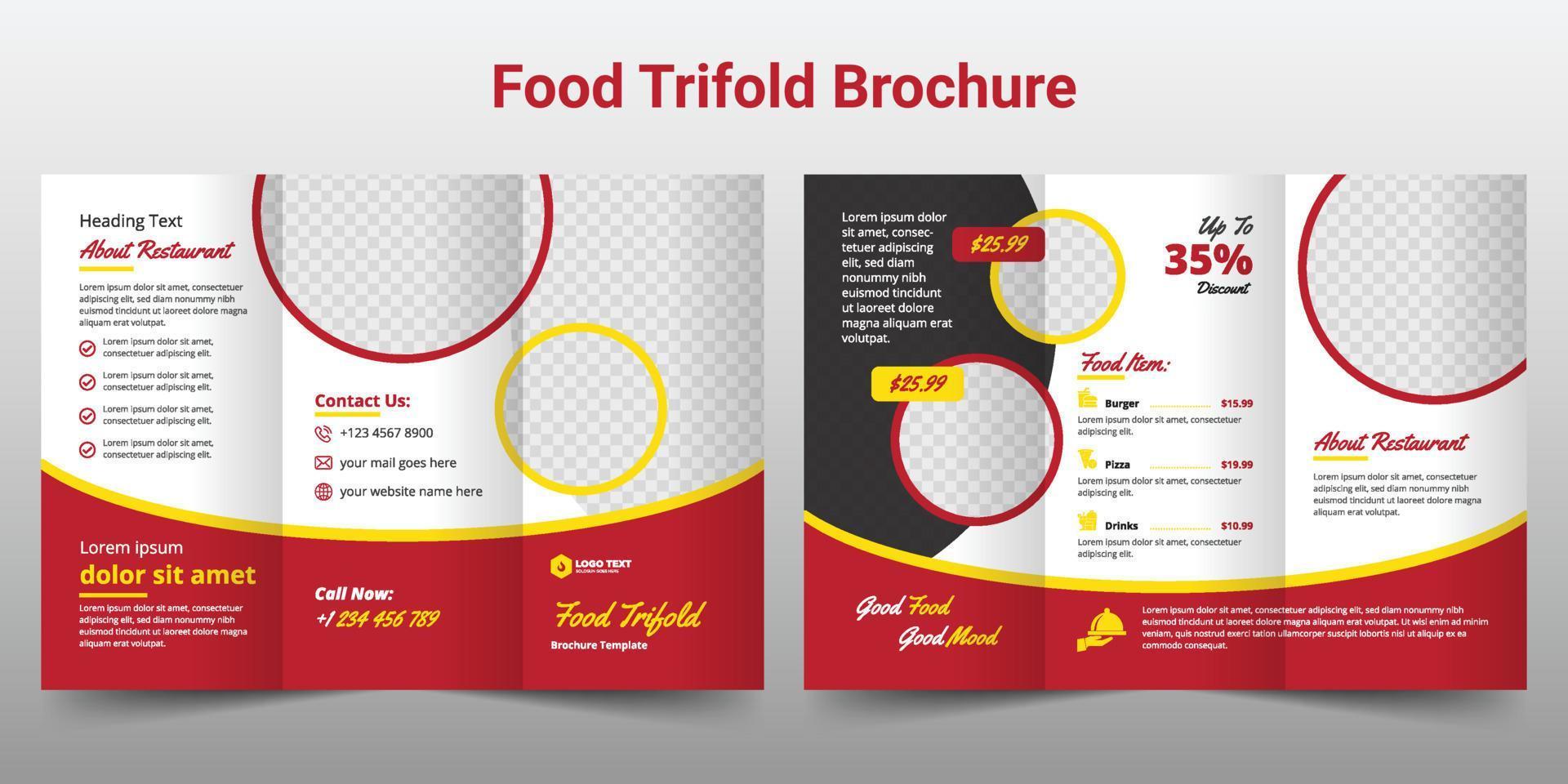 creatief eten restaurant zakelijke driebladige brochure sjabloonontwerp vector
