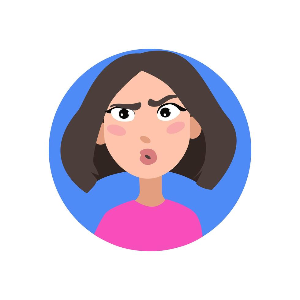 vrouwelijk gebruikersprofiel. avatar is een vrouw. een personage voor een screensaver met emoties. vectorillustratie op een witte geïsoleerde achtergrond. vector