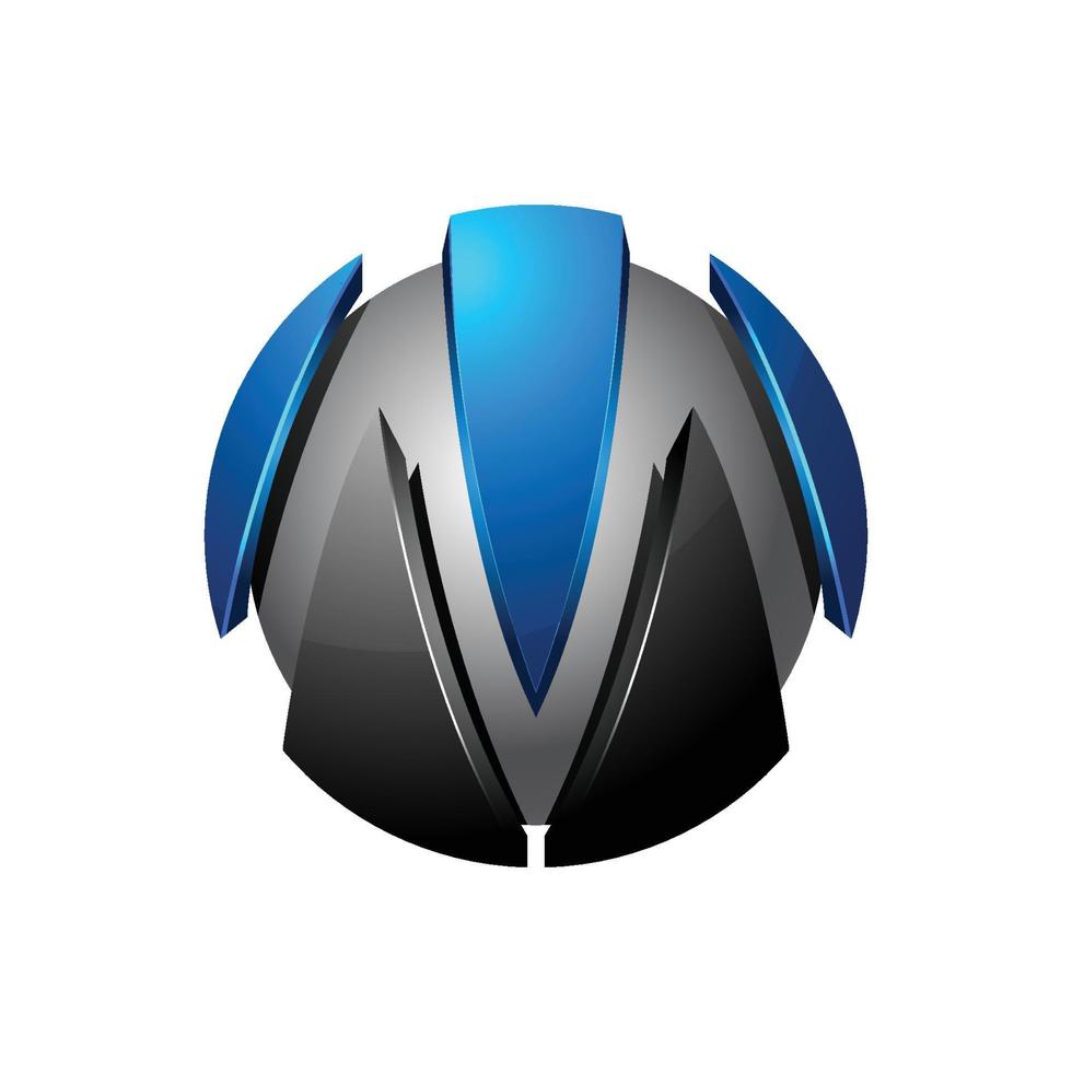 beginletter logo sjabloon gekleurde blauw grijze cirkel 3D-ontwerp voor bedrijf en bedrijfsidentiteit vector