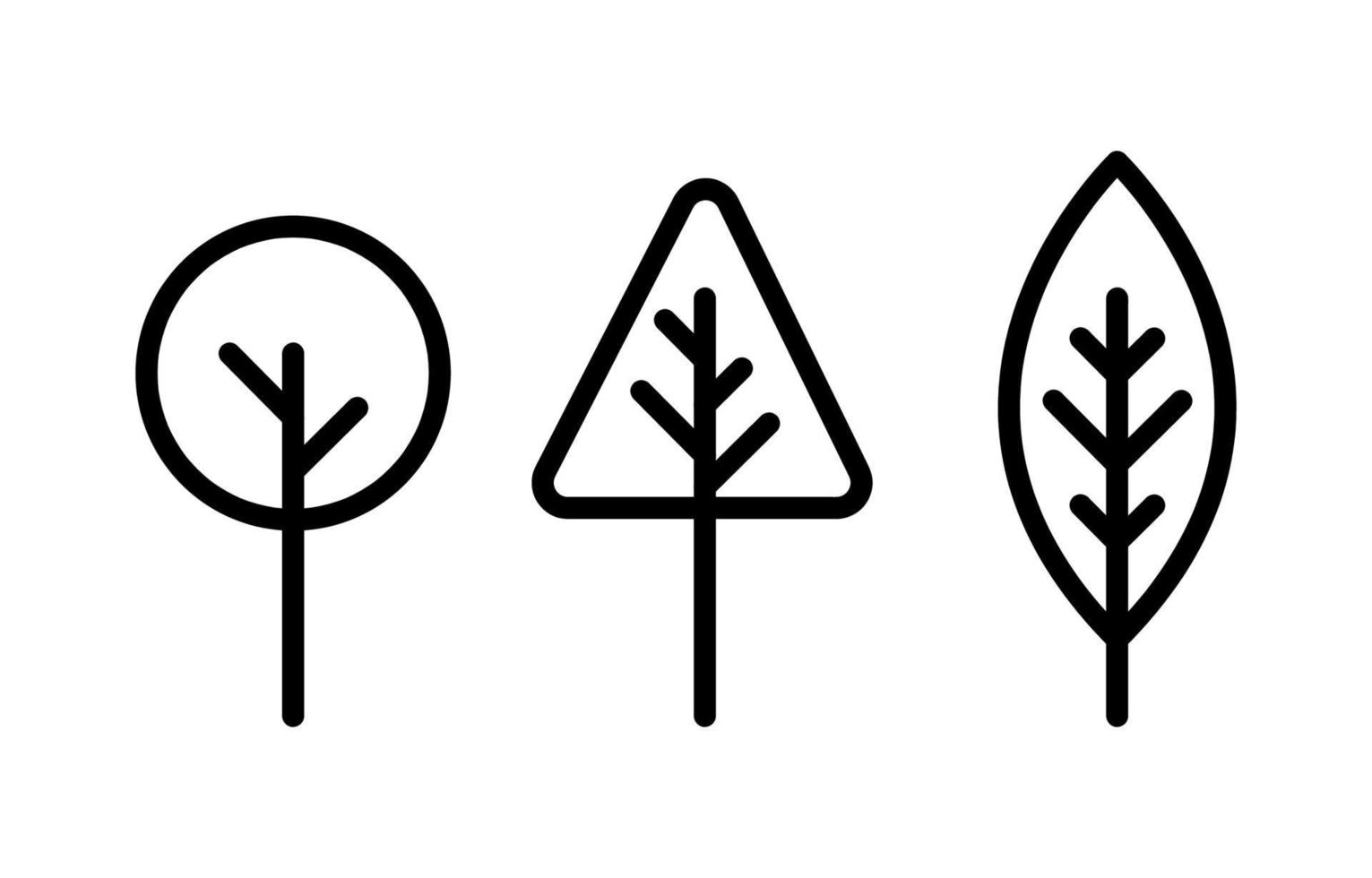 boom en takken eenvoudige speciale collectie icon set. laad lineaire ronde, elliptische en driehoekige boomtypes vector. ontwerp element lineaire pictogram symbool. bewerkbare lineaire pictogramserie. vector