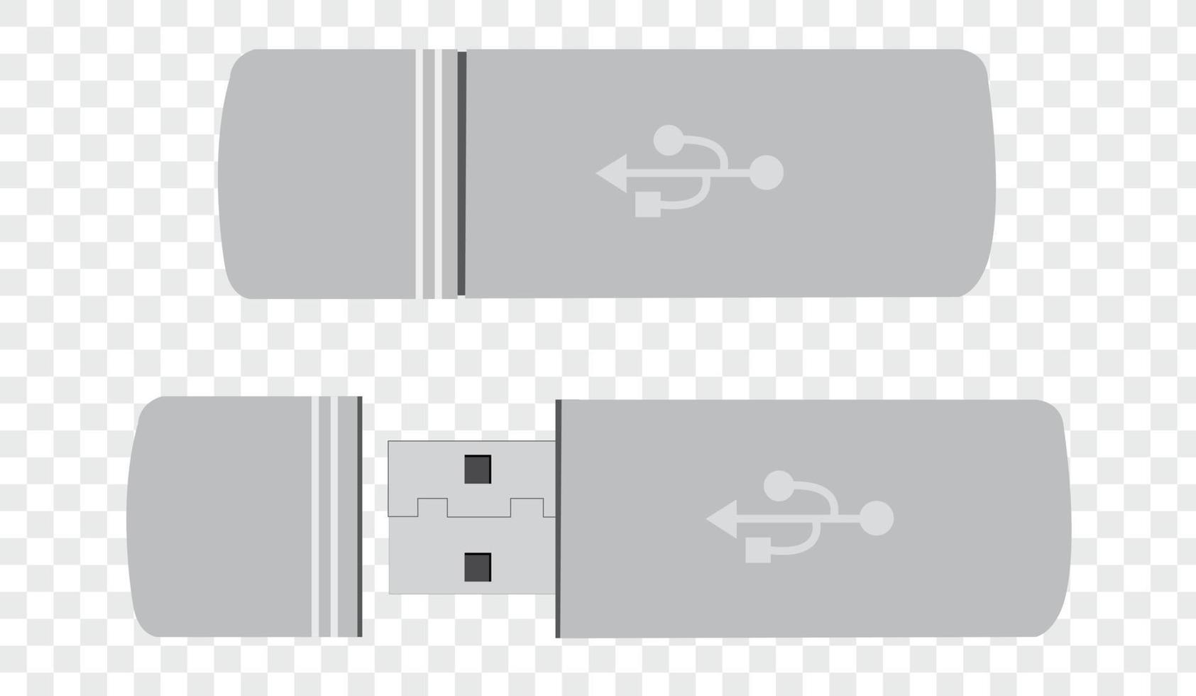 realistische flashdrive-mockupset, open en gesloten. witte mockup op transparante achtergrond vector