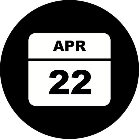 22 april Date on a Single Day Calendar vector