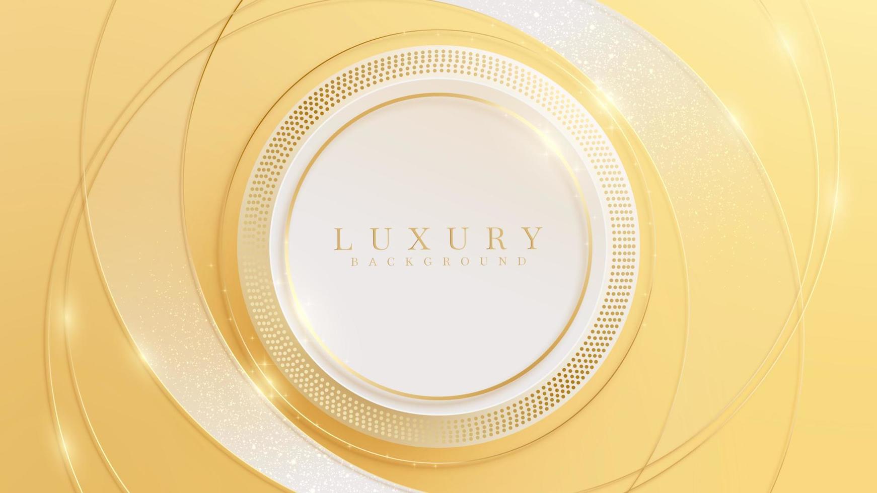 luxe gouden cirkel frame achtergrond met sparkle licht glinsterende elementen. vector