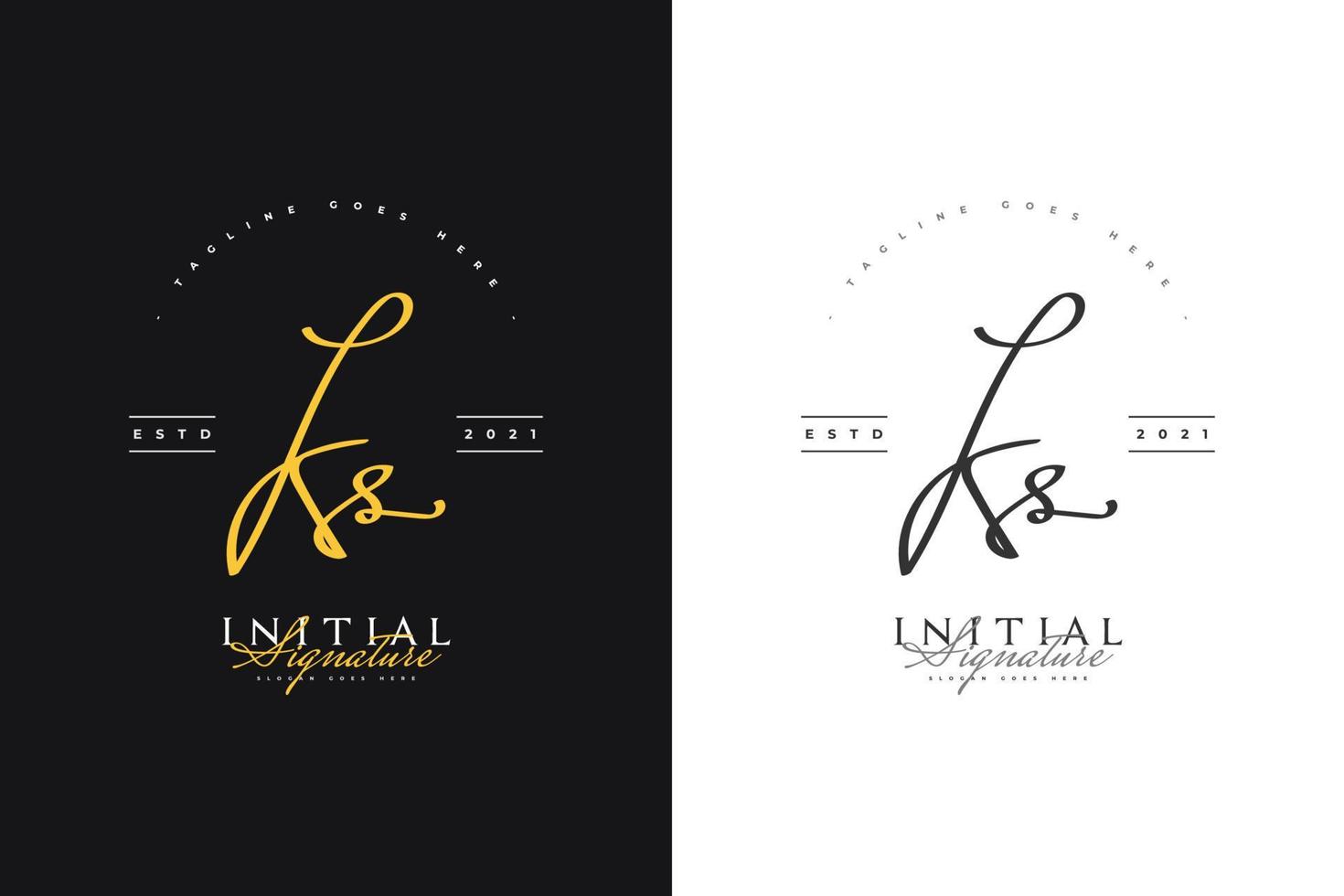 eerste k en s logo-ontwerp in vintage handschriftstijl. ks handtekening logo of symbool voor bruiloft, mode, sieraden, boutique, botanische, bloemen en zakelijke identiteit vector