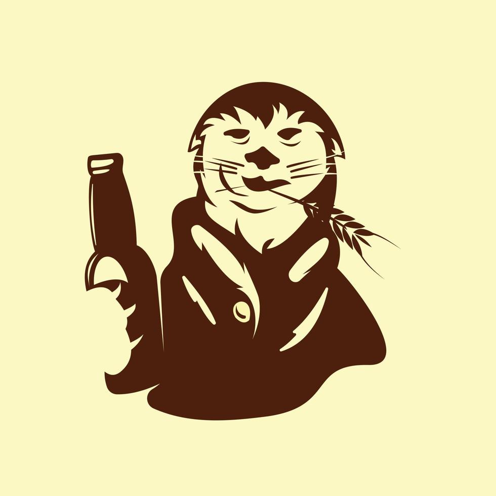 bever met bierlogo, illustratie bevervector vector