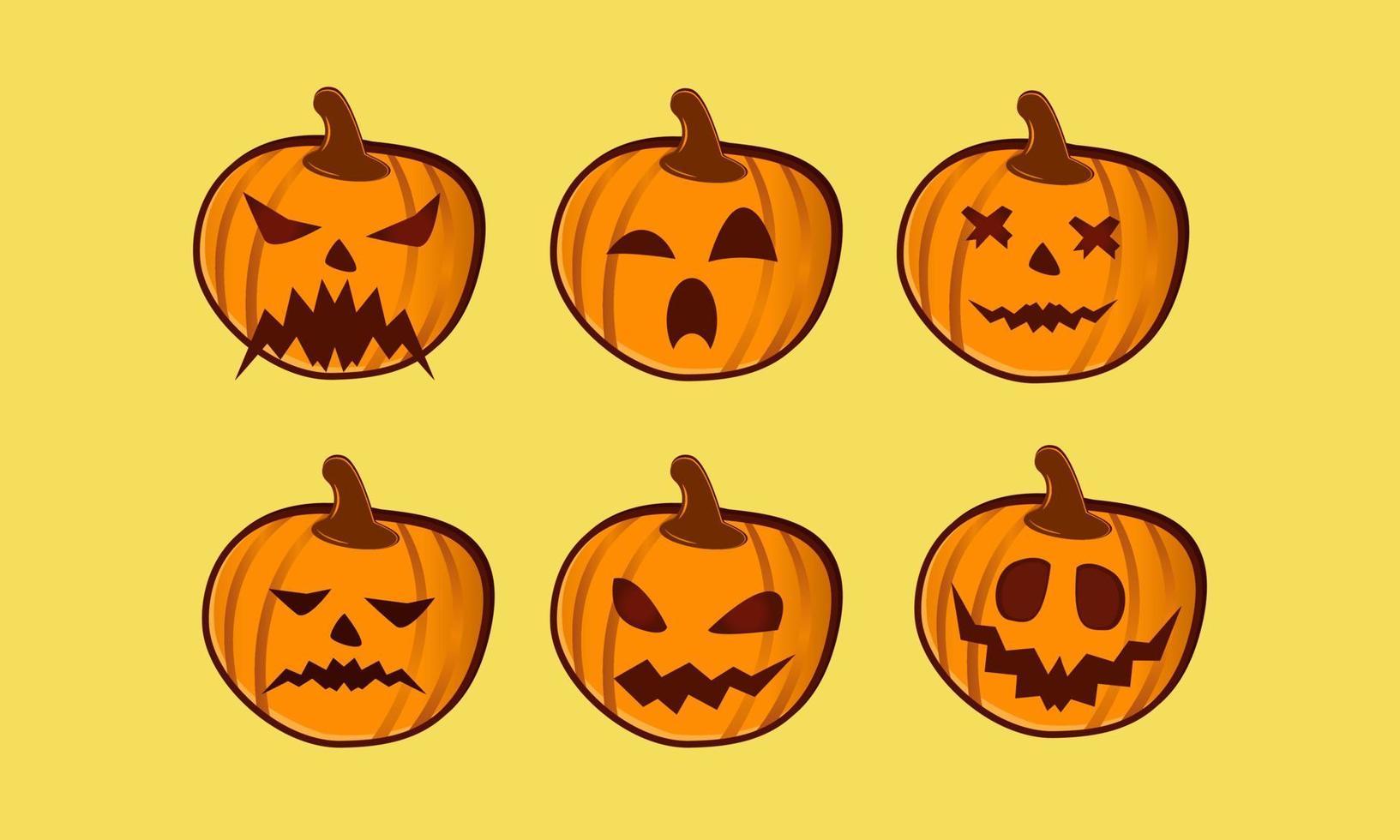 halloween pompoen karakter icoon met gezichtsuitdrukking vector