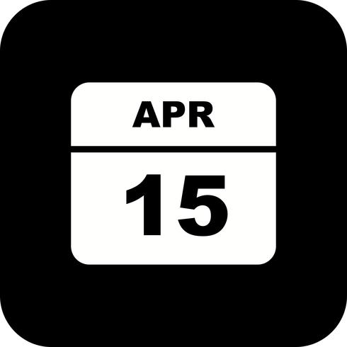 15 april Datum op een eendaagse kalender vector