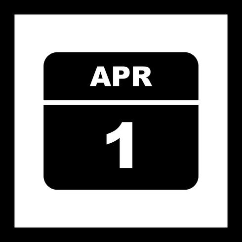 1 april Datum op een eendaagse kalender vector