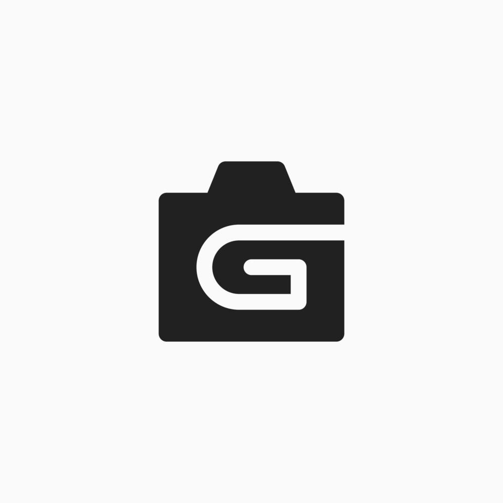 camera met letter g-logoconcept voor fotograaf vector