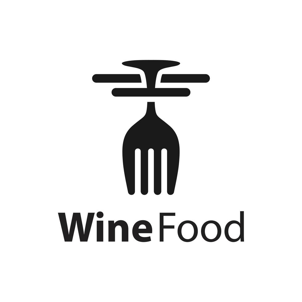 wijnglas vork logo vector