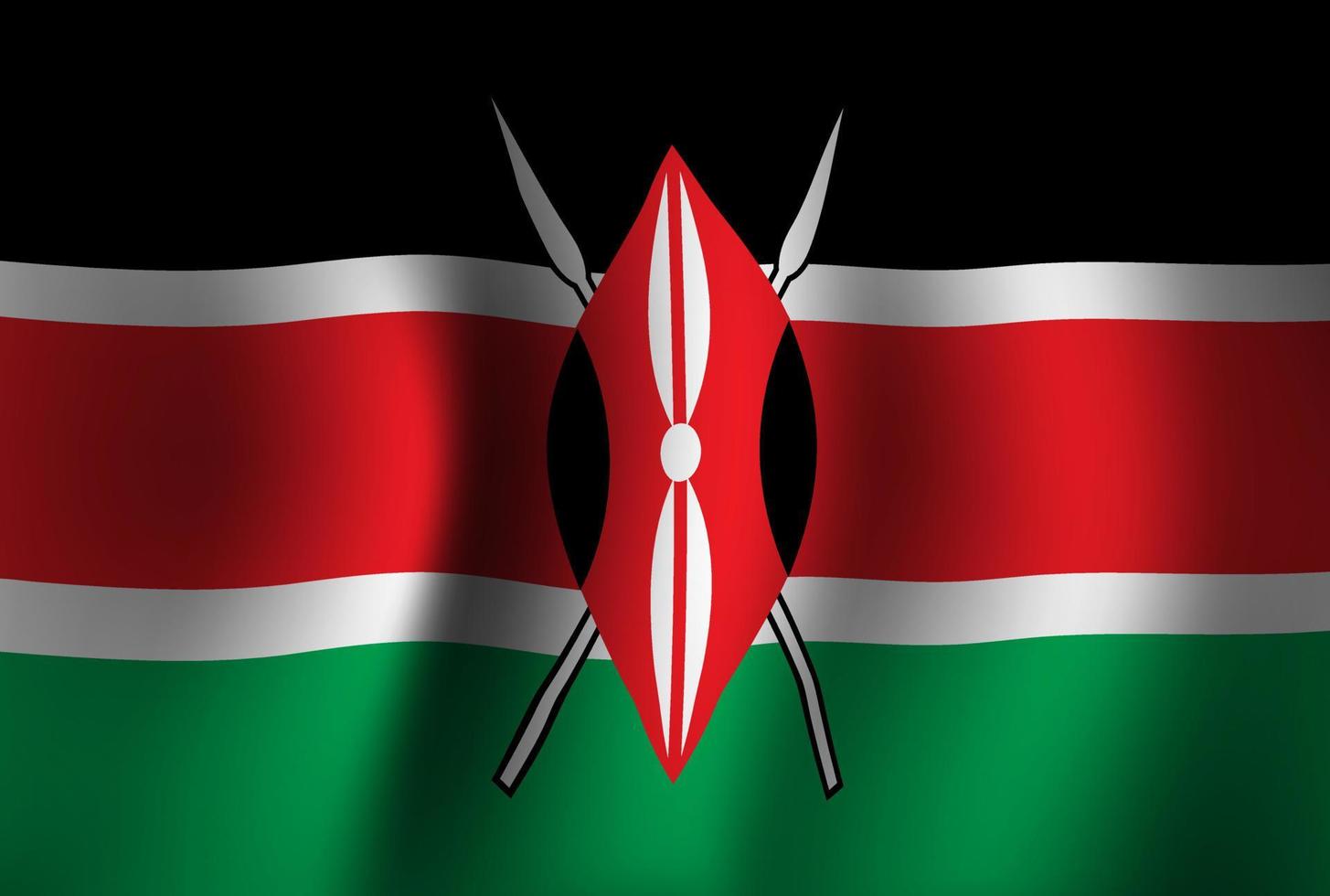 Kenia vlag achtergrond zwaaien 3d. bannerbehang voor nationale onafhankelijkheidsdag vector