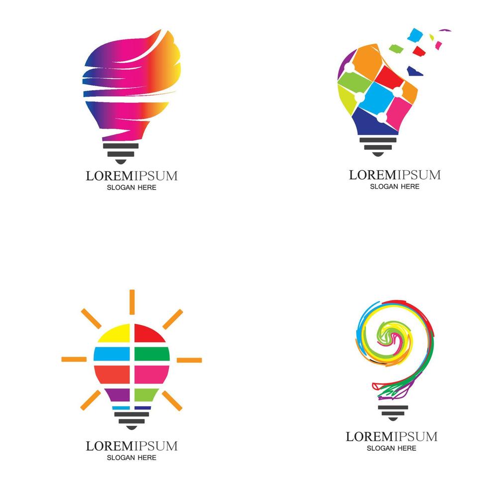 kleurrijke gloeilamp logo-ontwerpen concept creatief pictogram symbool technologie logo lamp logo-ontwerpen vector