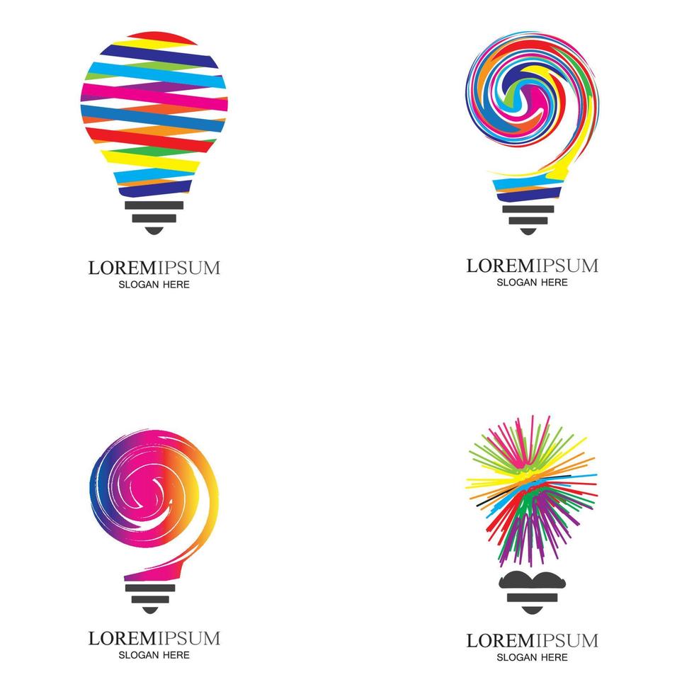 kleurrijke gloeilamp logo-ontwerpen concept creatief pictogram symbool technologie logo lamp logo-ontwerpen vector