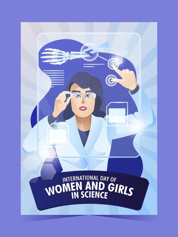 internationale dag van vrouwen en meisjes in de wetenschap poster vector