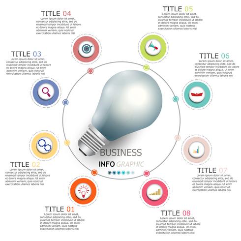 Infographics vector ontwerp en marketing pictogrammen