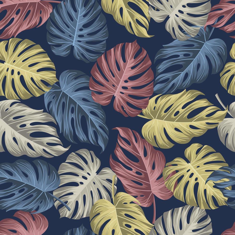 naadloze bloemmotief met bladeren. tropische achtergrond vector