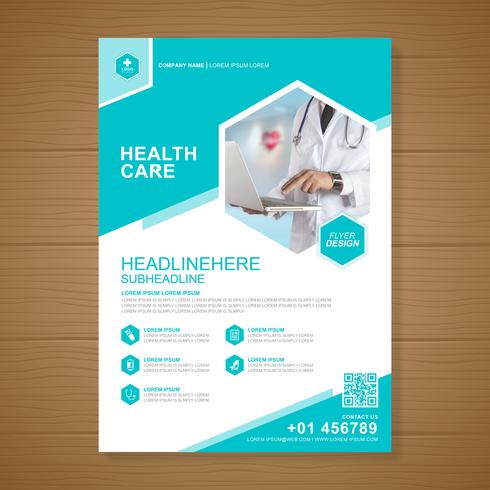 Gezondheidszorg dekking a4 sjabloonontwerp en plat pictogrammen voor een rapport en medische brochureontwerp, flyer, folders decoratie voor afdrukken en presentatie vectorillustratie vector