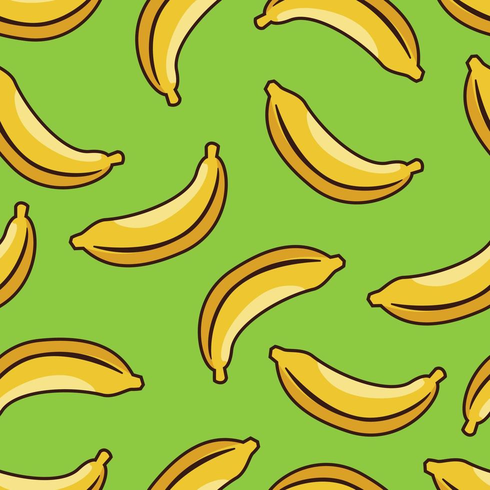 geel banaan naadloos patroon met groene achtergrond vector