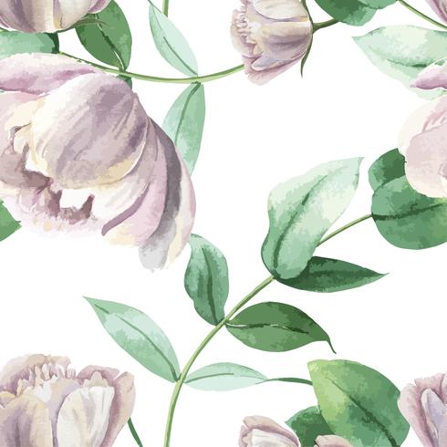 Peony bloemen watercolo Patroon naadloze bloemen botanische aquarel stijl vintage textiel, aquarelle bloesem ontwerp decor uitnodiging kaart vectorillustratie. vector