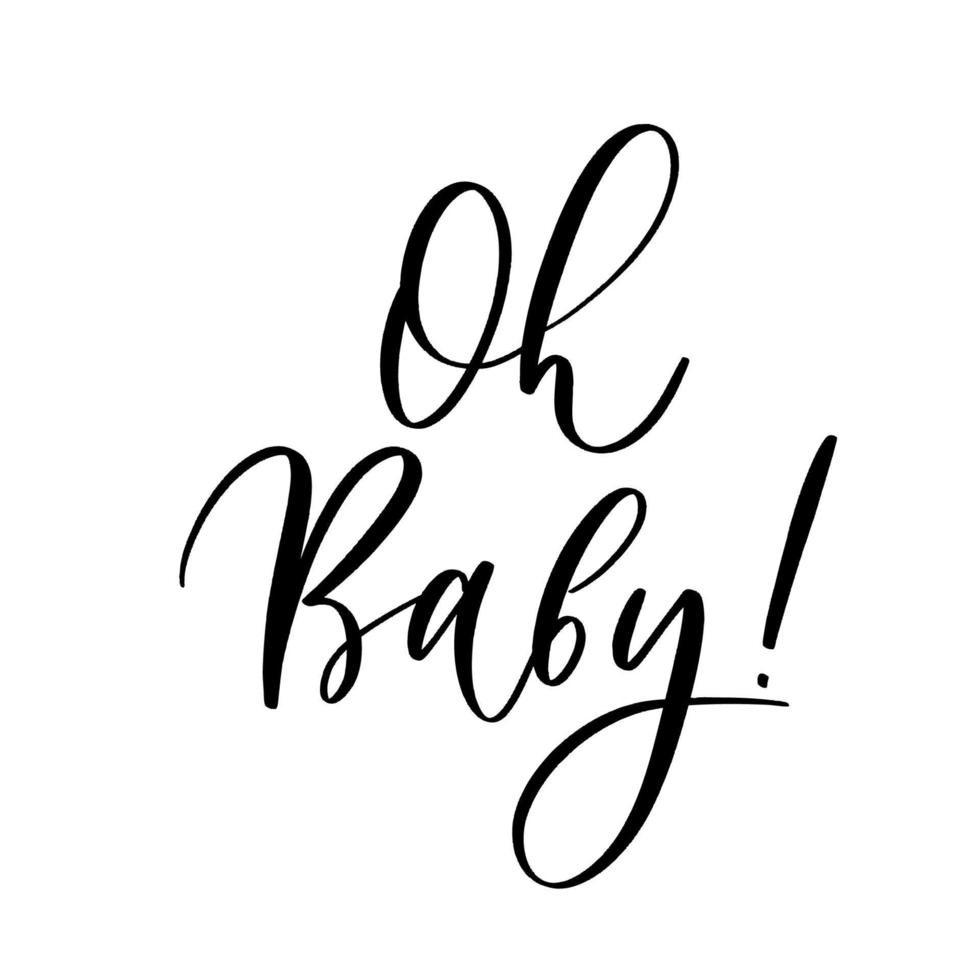 Oh baby. baby shower-inscriptie voor babykleding en kinderkamerdecoraties. vector