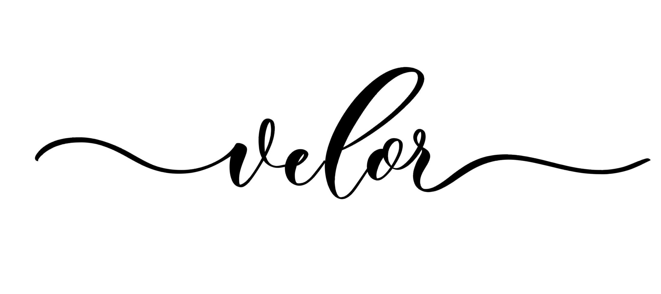 velours - vector kalligrafische inscriptie met vloeiende lijnen voor winkel stof en breien, logo, textiel.