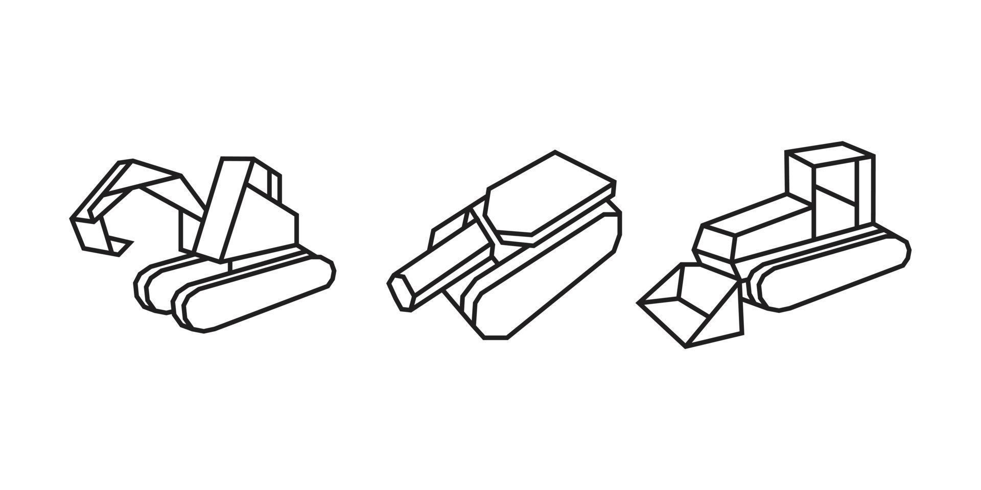 illustraties van zwaar materieel in origami-stijl vector