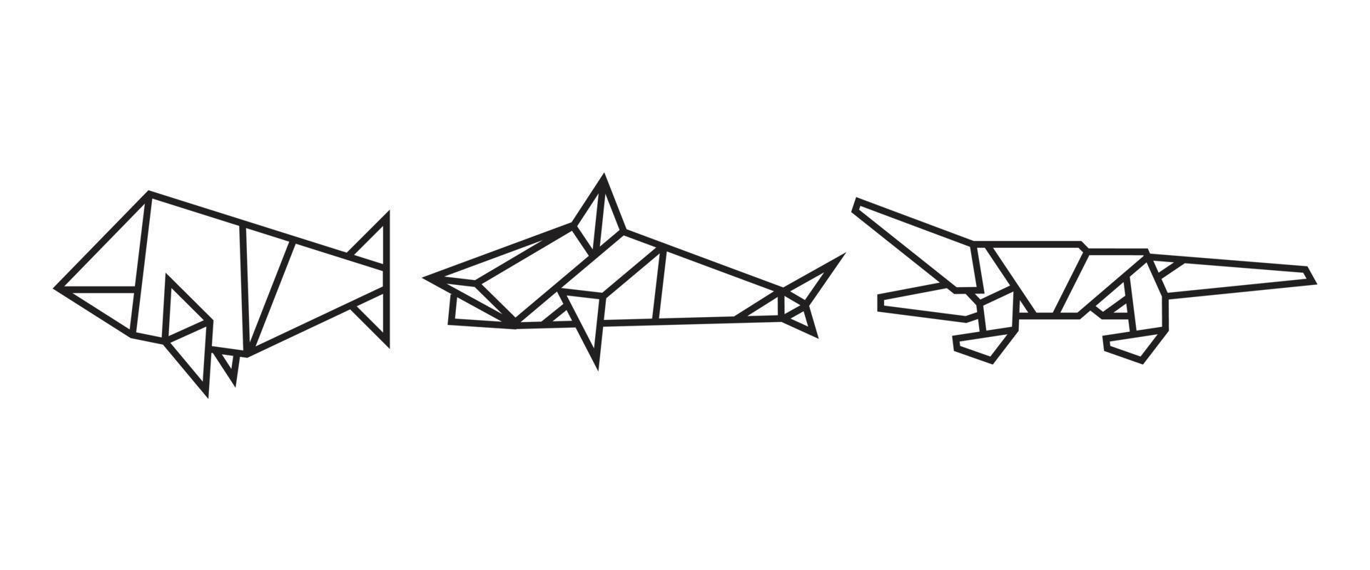 roofdierillustraties in origami-stijl vector