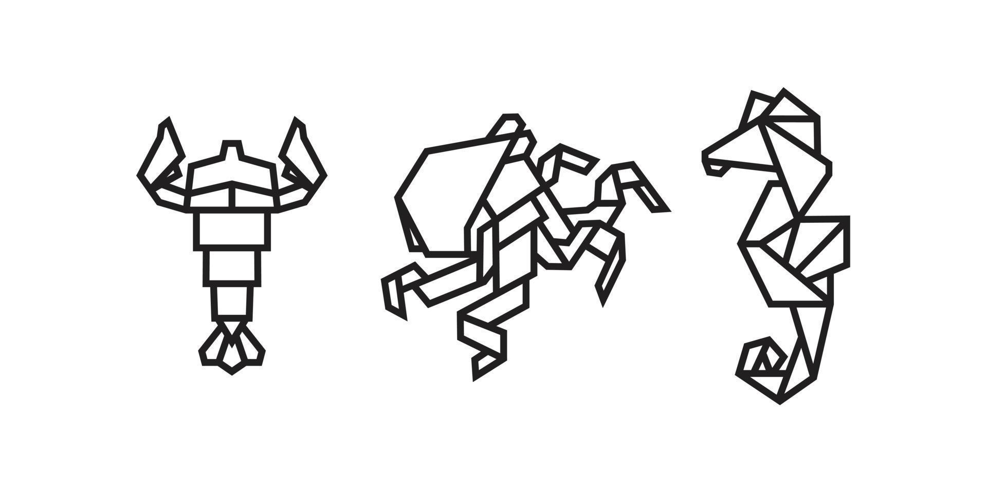 visillustraties in origami-stijl vector