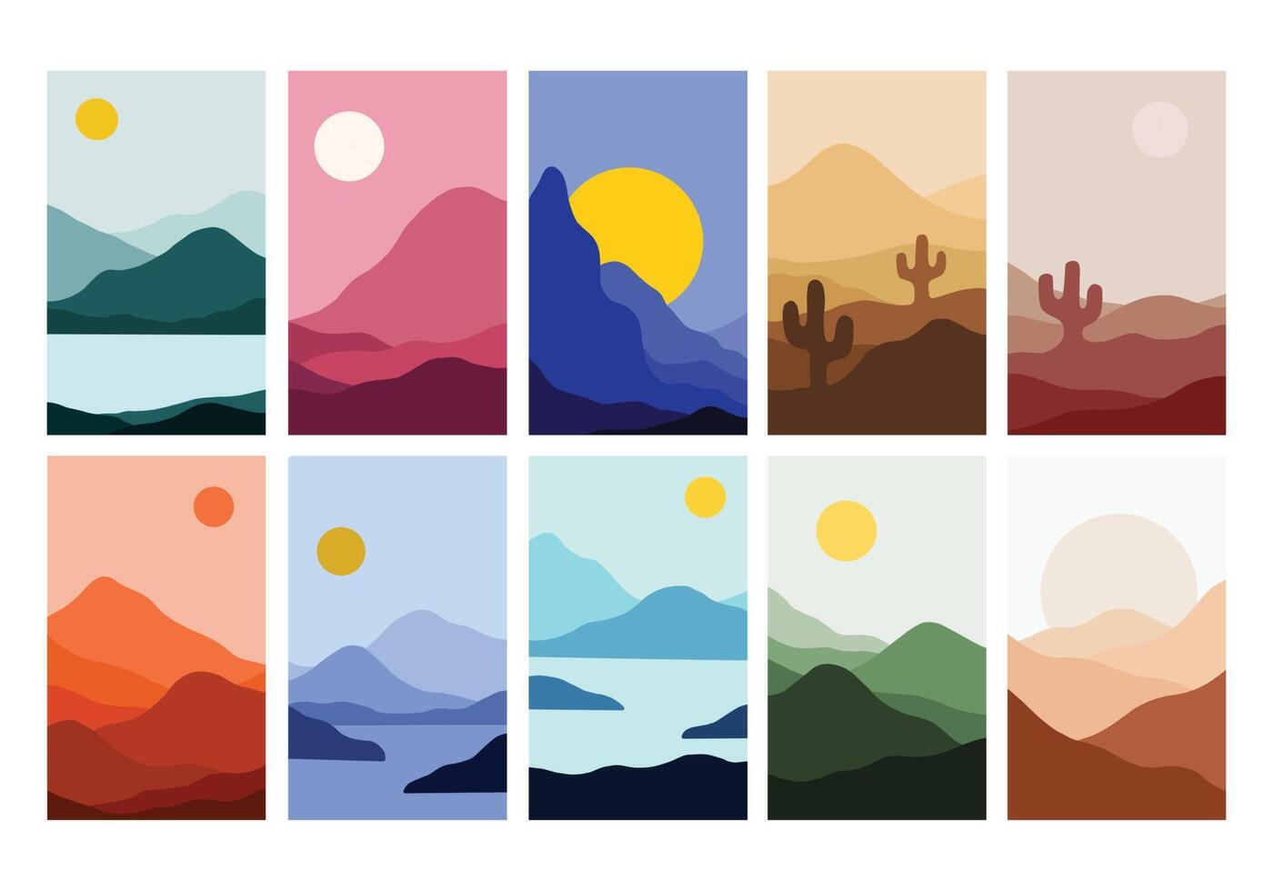 set landschaps vectorillustraties vector