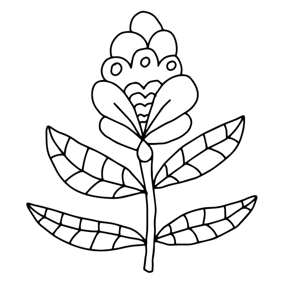 kleurrijke fantasie doodle cartoon slordige bloem geïsoleerd op een witte achtergrond. vector