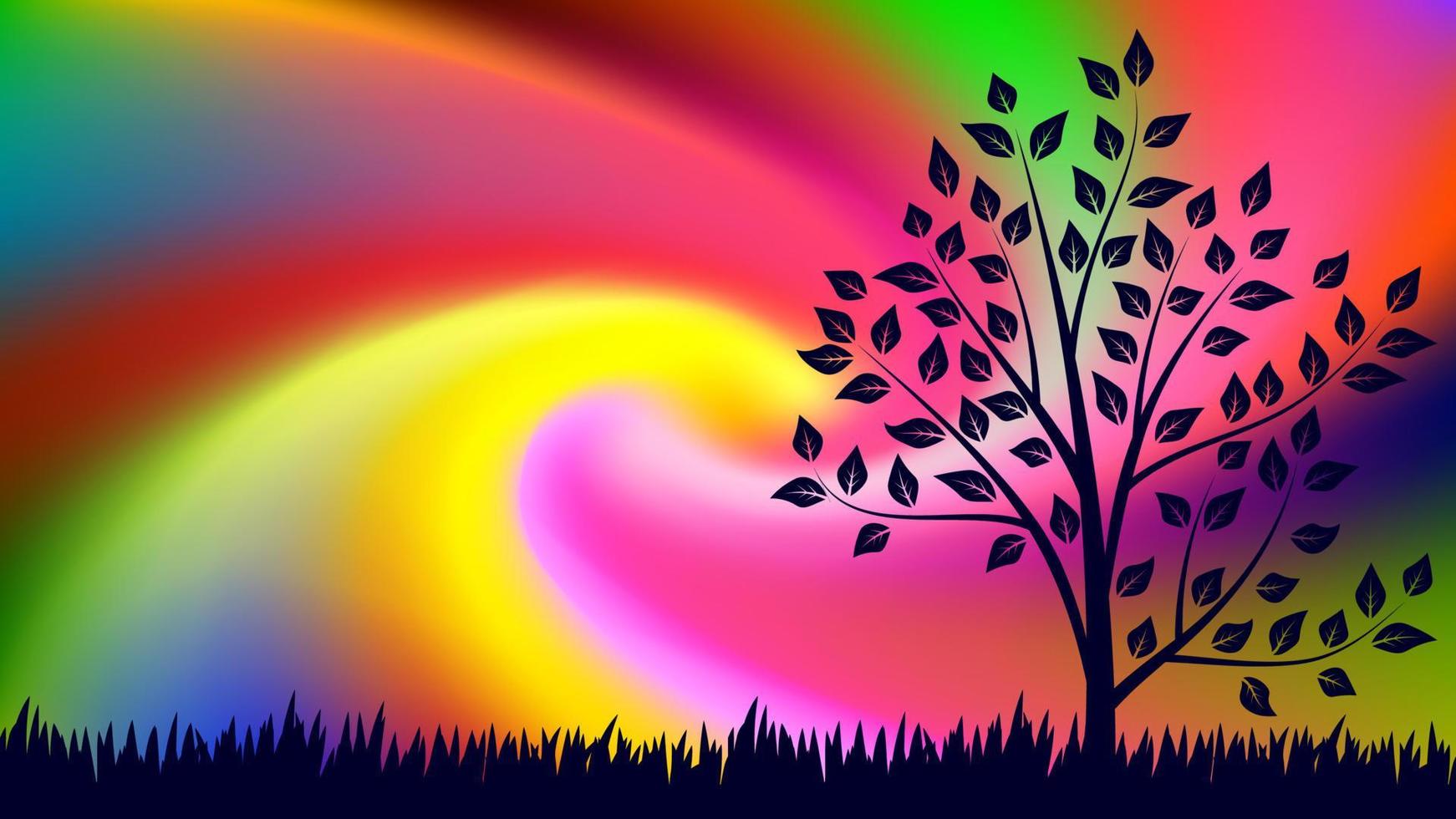 kleurrijke onscherpe achtergrond met gras en boom. moderne abstracte gradiëntkaart. zakelijke affiche. vector