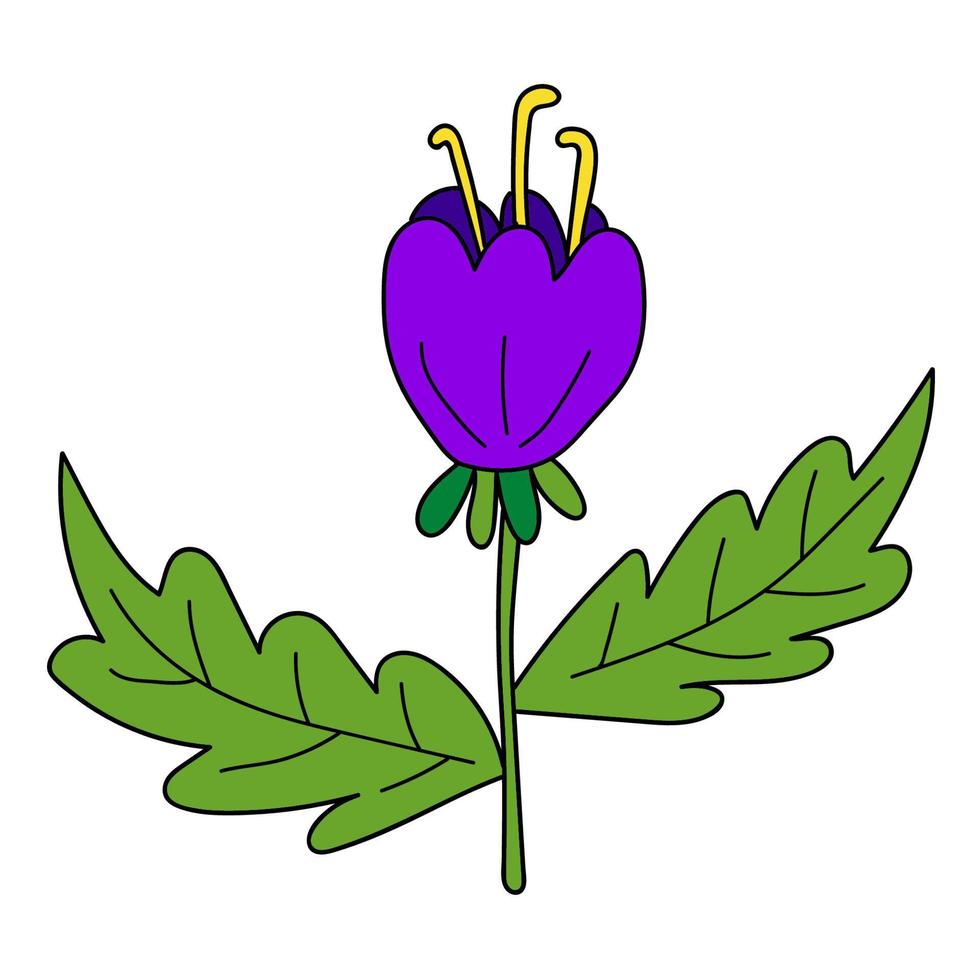 kleurrijke fantasie doodle cartoon bloem geïsoleerd op een witte achtergrond. vector