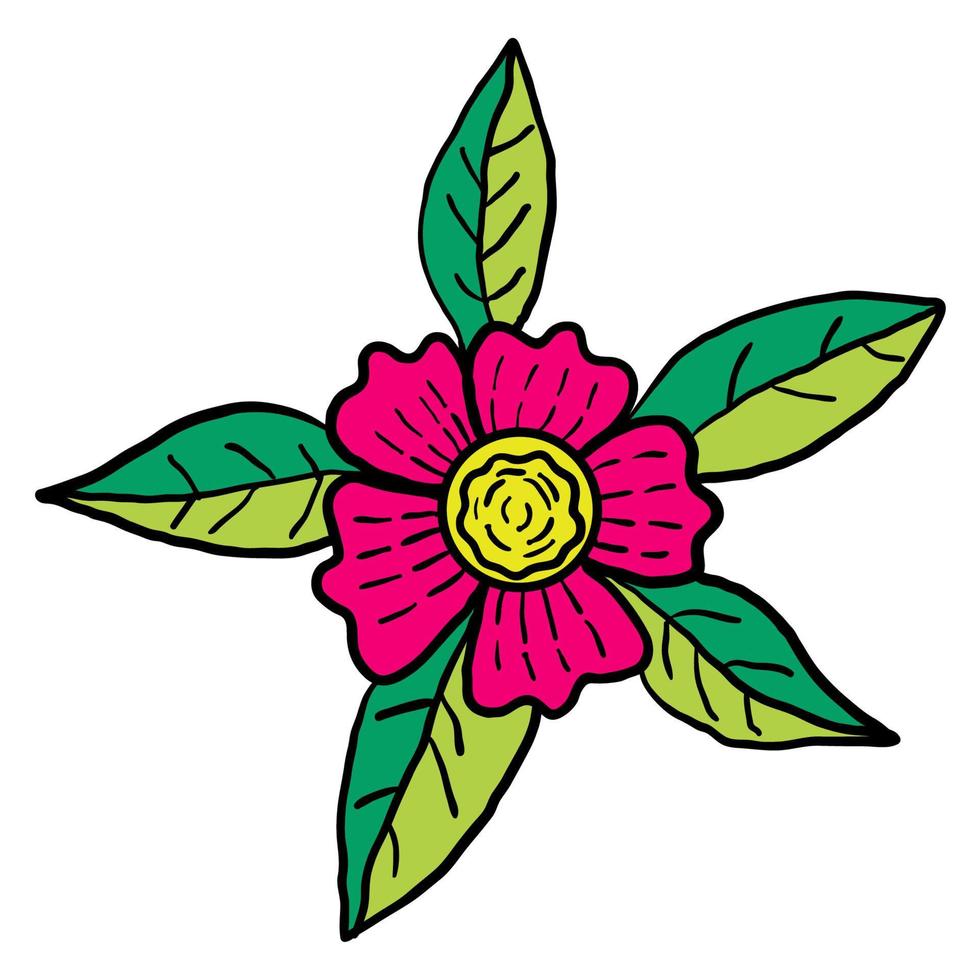 schattige cartoon doodle bloem geïsoleerd op een witte achtergrond. bloemenelement voor ontwerp. vector