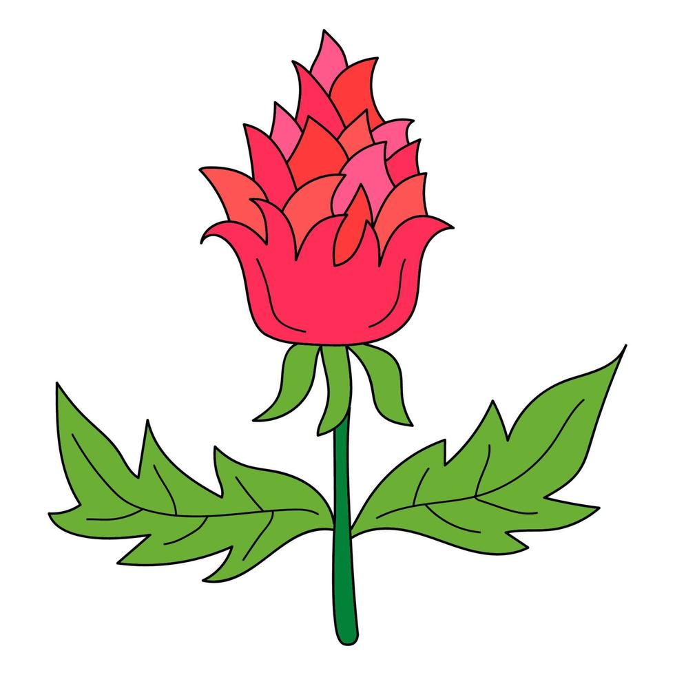 kleurrijke fantasie doodle cartoon bloem geïsoleerd op een witte achtergrond. vector