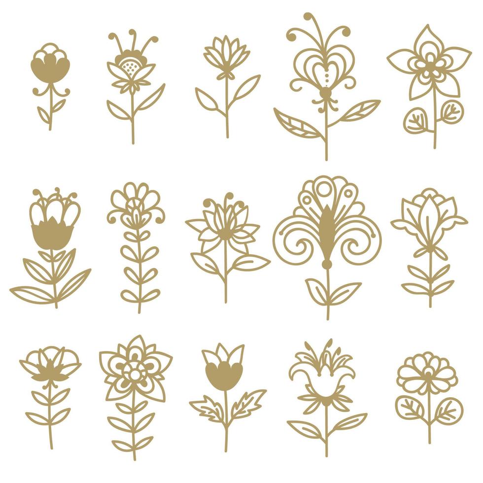 set hand getrokken doodle bloemen. vector