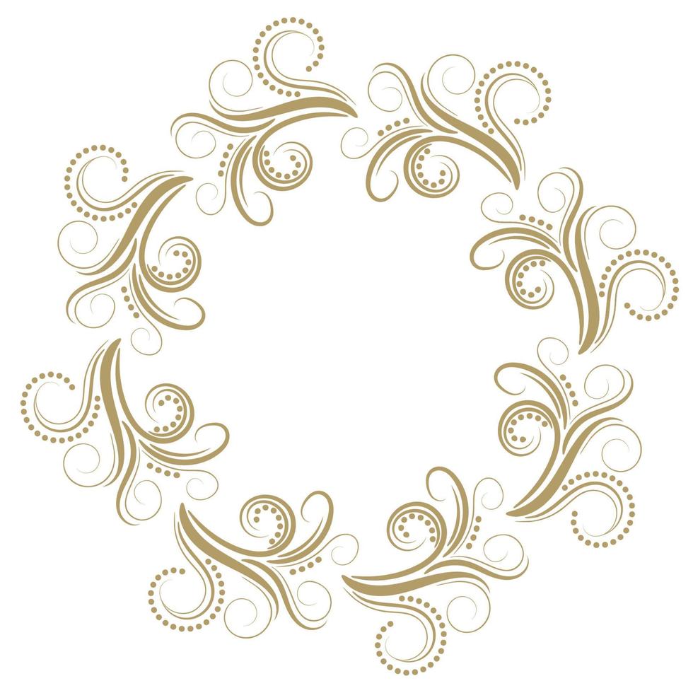 abstract krullend gouden frame geïsoleerd op een witte achtergrond. vector