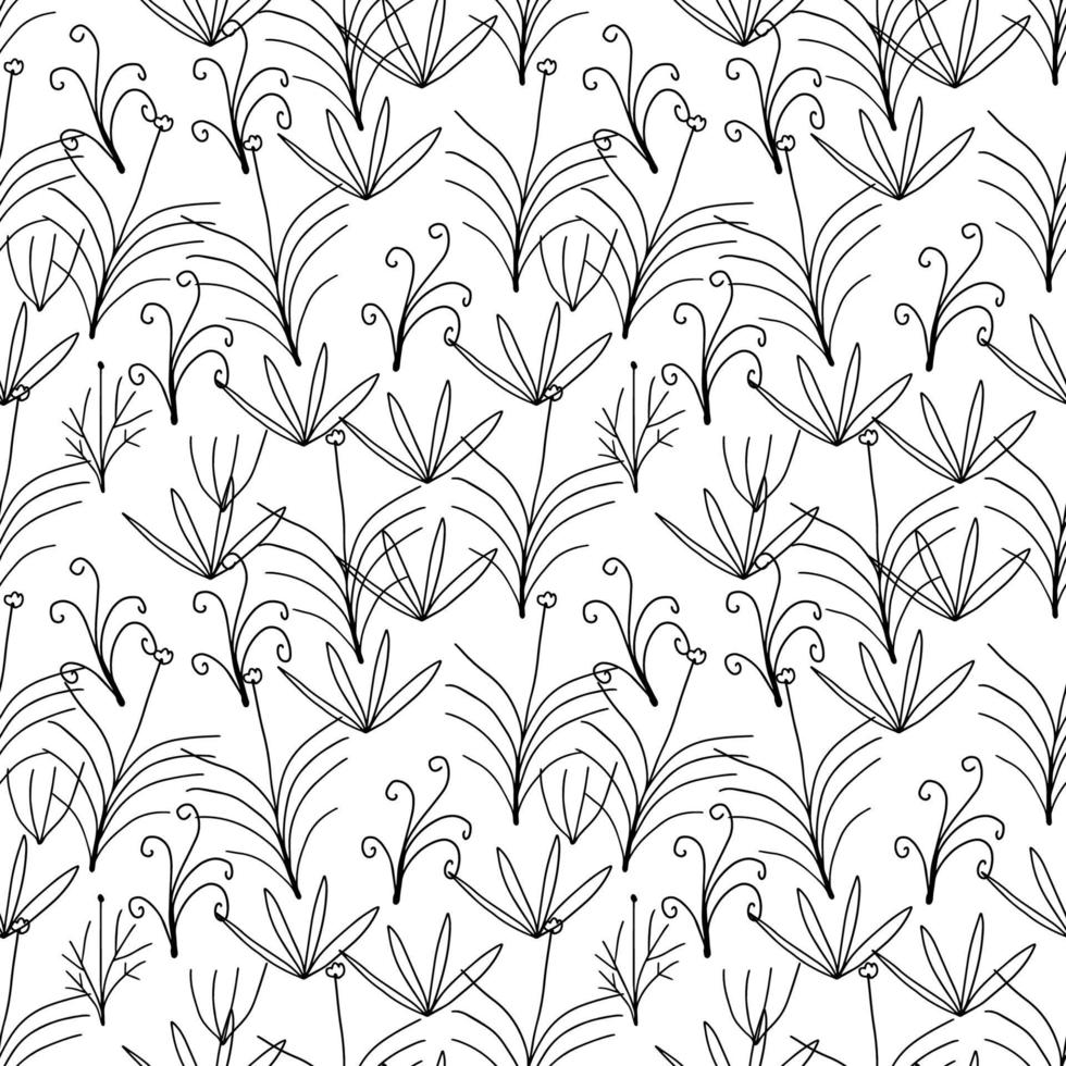 abstracte kleurrijke doodle bloem met krullen naadloze patroon. fantasie bloemen achtergrond. vector