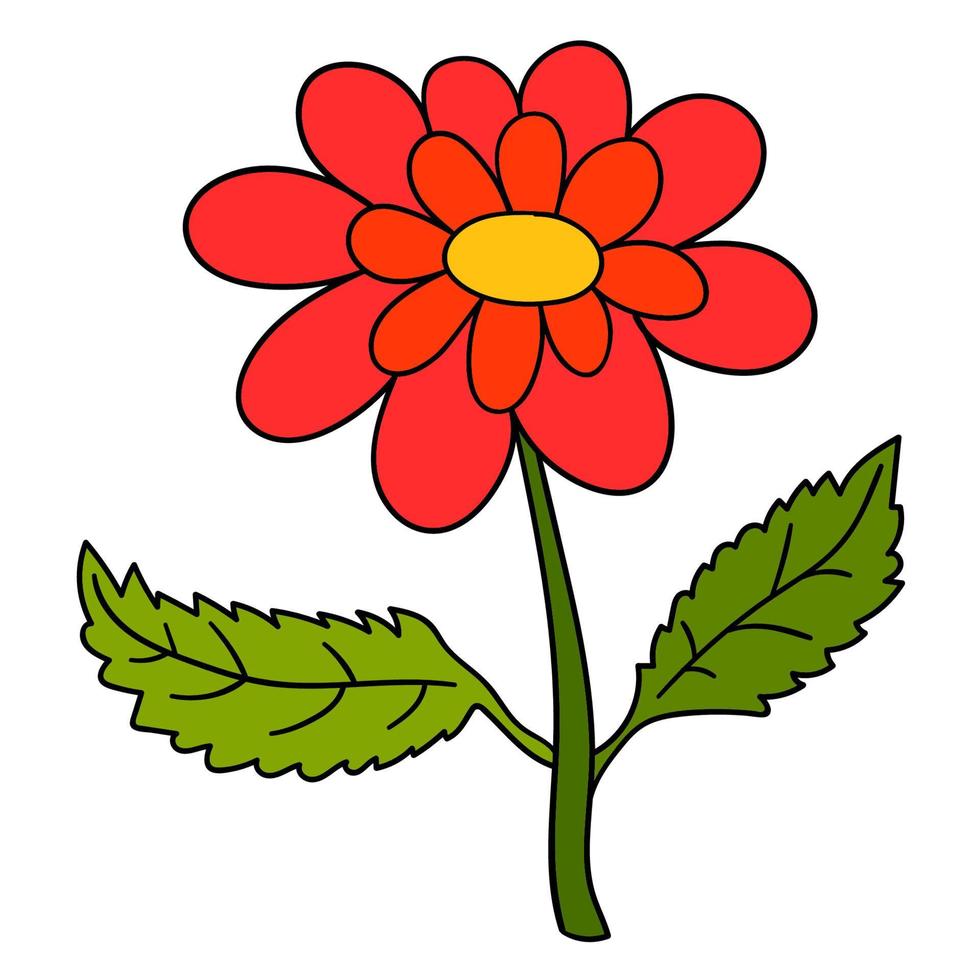 kleurrijke fantasie doodle cartoon bloem geïsoleerd op een witte achtergrond. vector